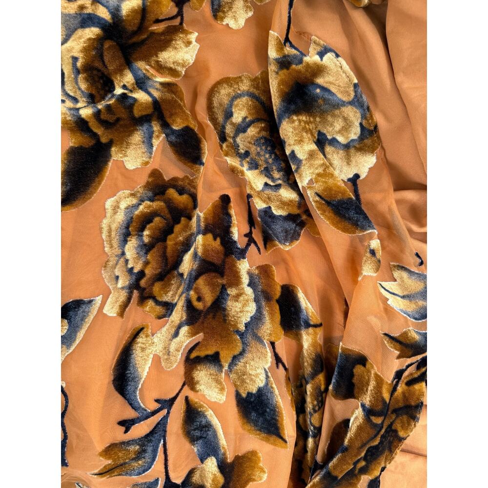 Hutch Zola Velvet Maxi Dress Gold Floral Burnout Wrap Romantic Anthropologie - Picture 4 of 14